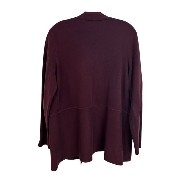 Talbots Burgundy Cotton Blend Open Front Knit Cardigan Sweater Womens 0X - Picture 4 of 4